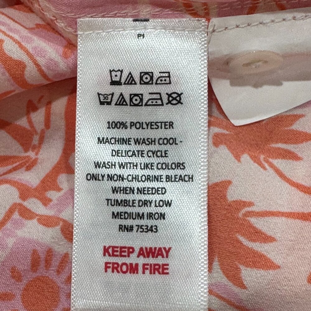 Sigrid Olsen Sleepwear Pajamas Set Small Pink Orange Beach Shorts Collar Button‎ - Picture 9 of 9